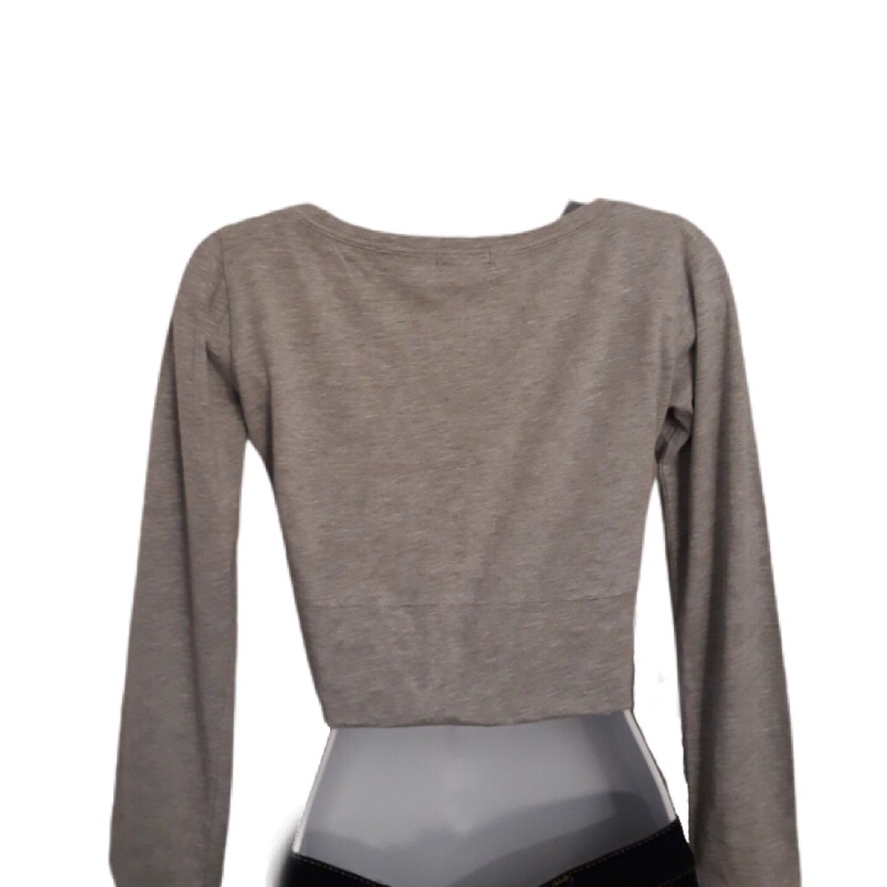 π Gray Long Sleeve Crop Top - Picture 3 of 3